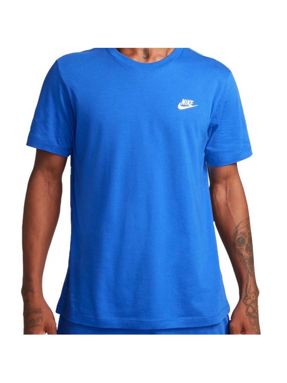 Nike Men's Bright Blue Small White Swoosh Tee